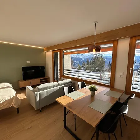 Studio Moderne Et Cosy Avec Piscine Et Sauna Crans-Montana Exterior photo